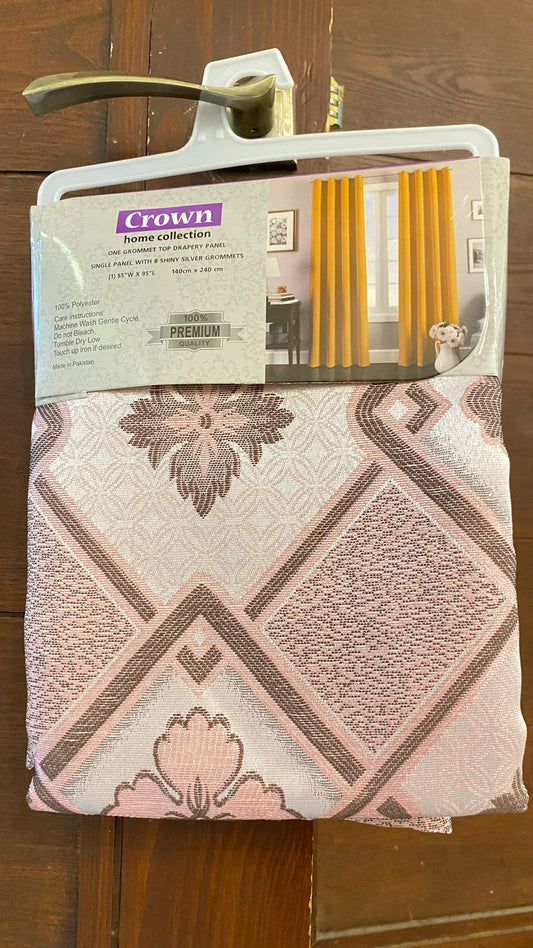 Pink Square Jacquard Curtain Pair